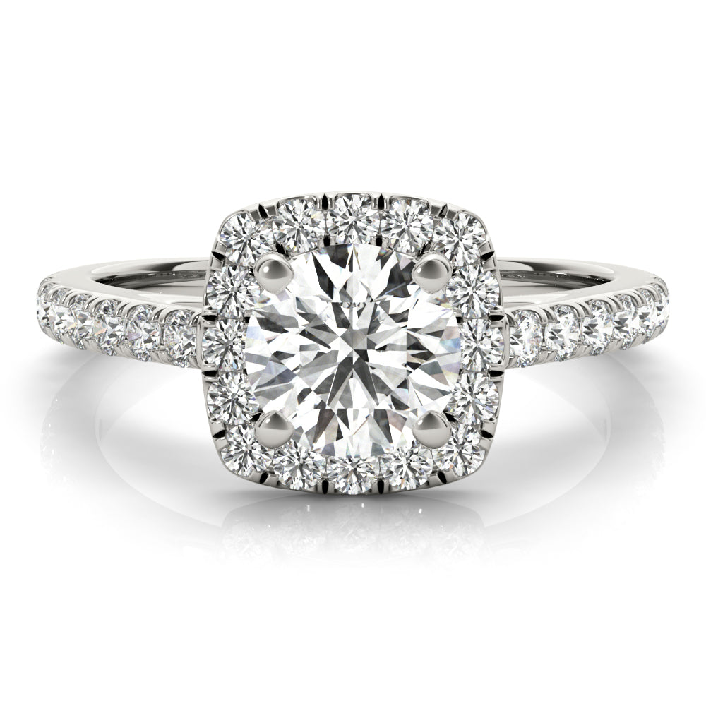 Noble Cathedral Halo Engagement Ring Round Diamond Engagement Ring in 10K/14K gold and platinum with certified lab-grown or natural diamonds