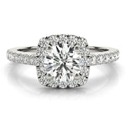 Noble Cathedral Halo Engagement Ring Round Diamond Engagement Ring in 10K/14K gold and platinum with certified lab-grown or natural diamonds