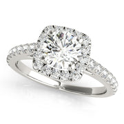 Noble Cathedral Halo Engagement Ring Round Diamond Engagement Ring in 10K/14K gold and platinum with certified lab-grown or natural diamonds