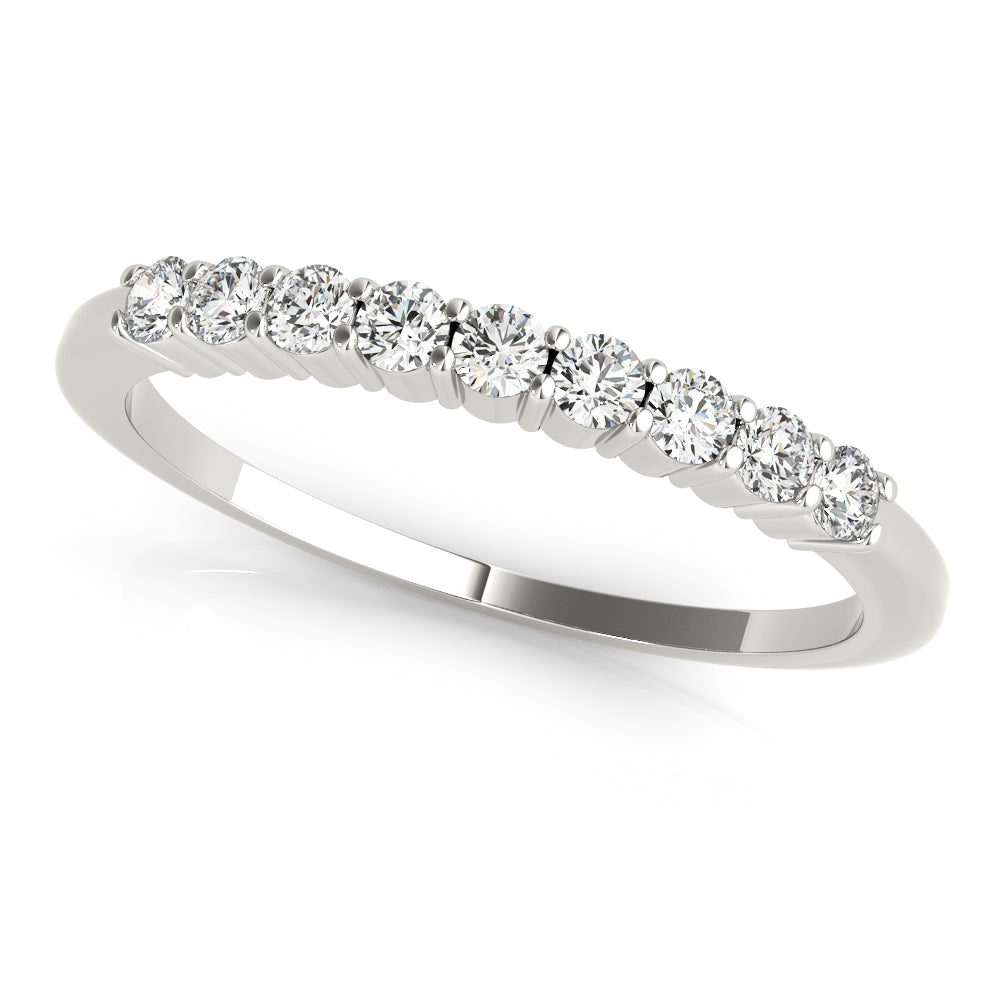 Shared Prong Half Eternity Ring in Gold & Platinum