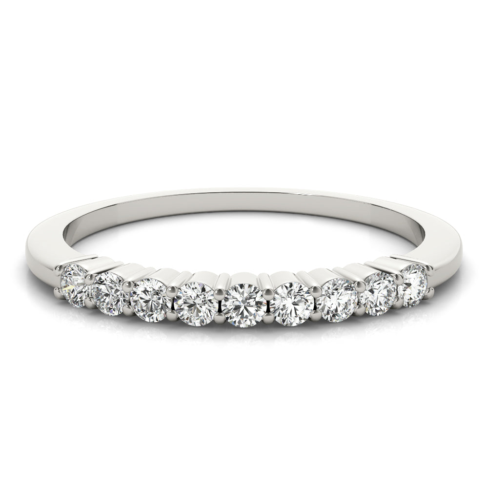 Shared Prong Half Eternity Ring in Gold & Platinum