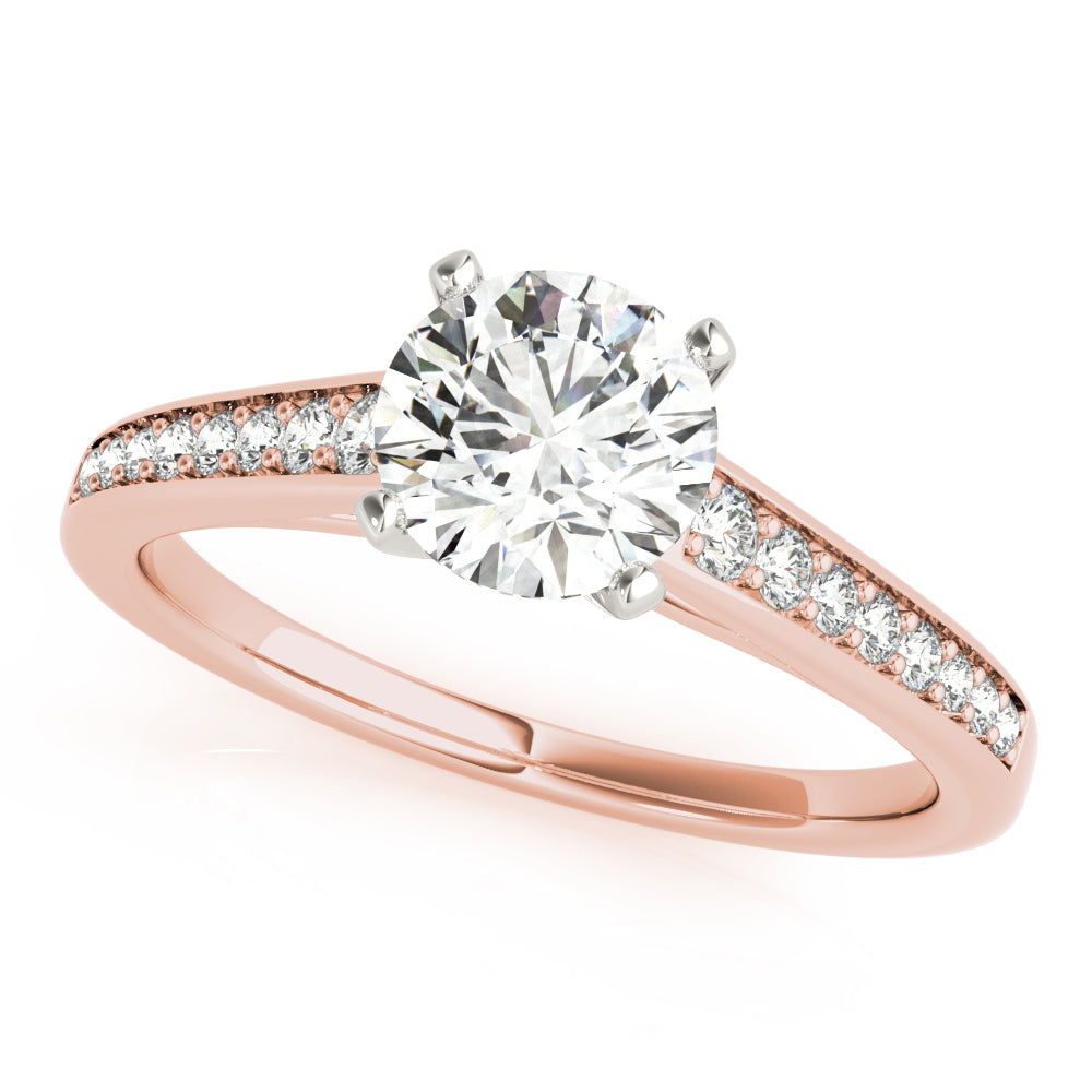 Classic Cathedral Semi Mount Ring Round Diamond Engagement Ring in 10K/14K gold and platinum with certified lab-grown or natural diamonds