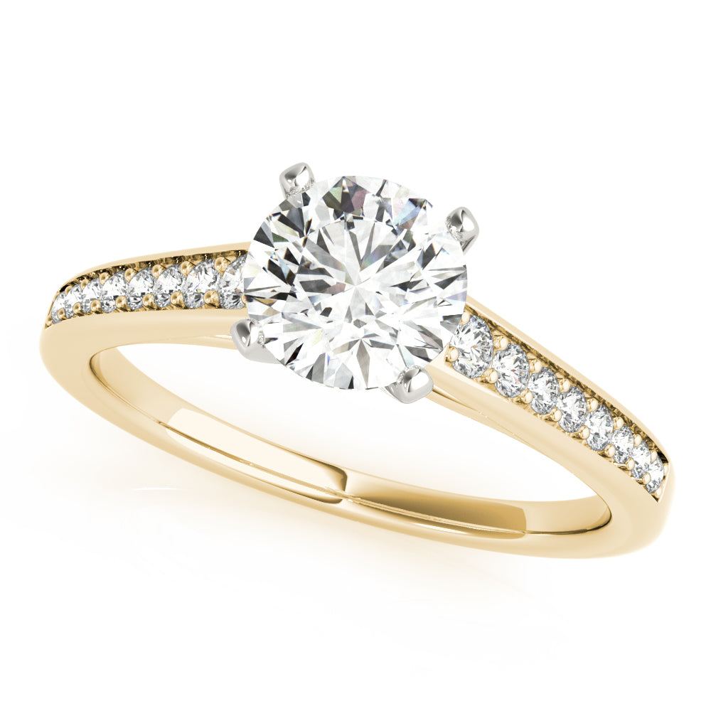 Classic Cathedral Semi Mount Ring Round Diamond Engagement Ring in 10K/14K gold and platinum with certified lab-grown or natural diamonds