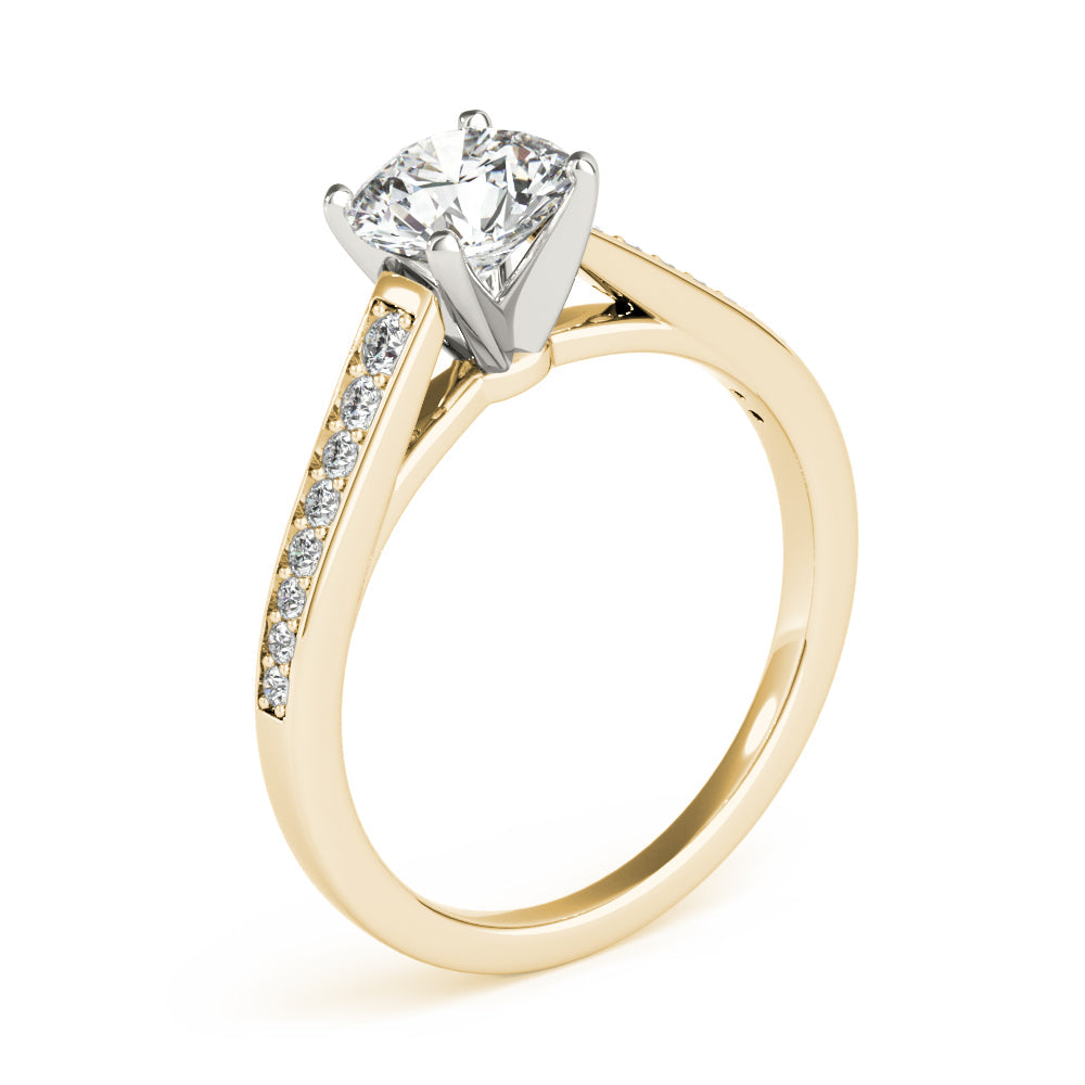 Classic Cathedral Semi Mount Ring Round Diamond Engagement Ring in 10K/14K gold and platinum with certified lab-grown or natural diamonds