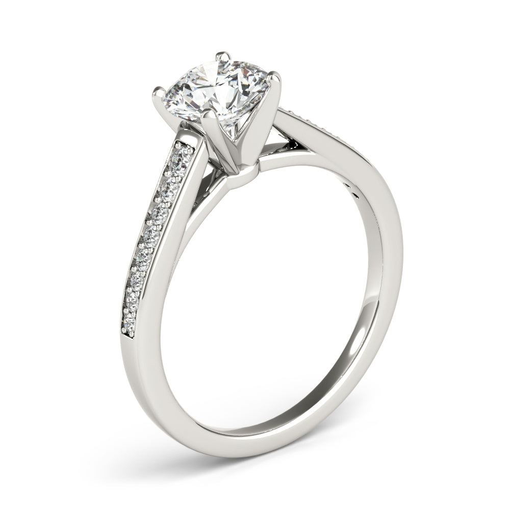Classic Cathedral Semi Mount Ring Round Diamond Engagement Ring in 10K/14K gold and platinum with certified lab-grown or natural diamonds