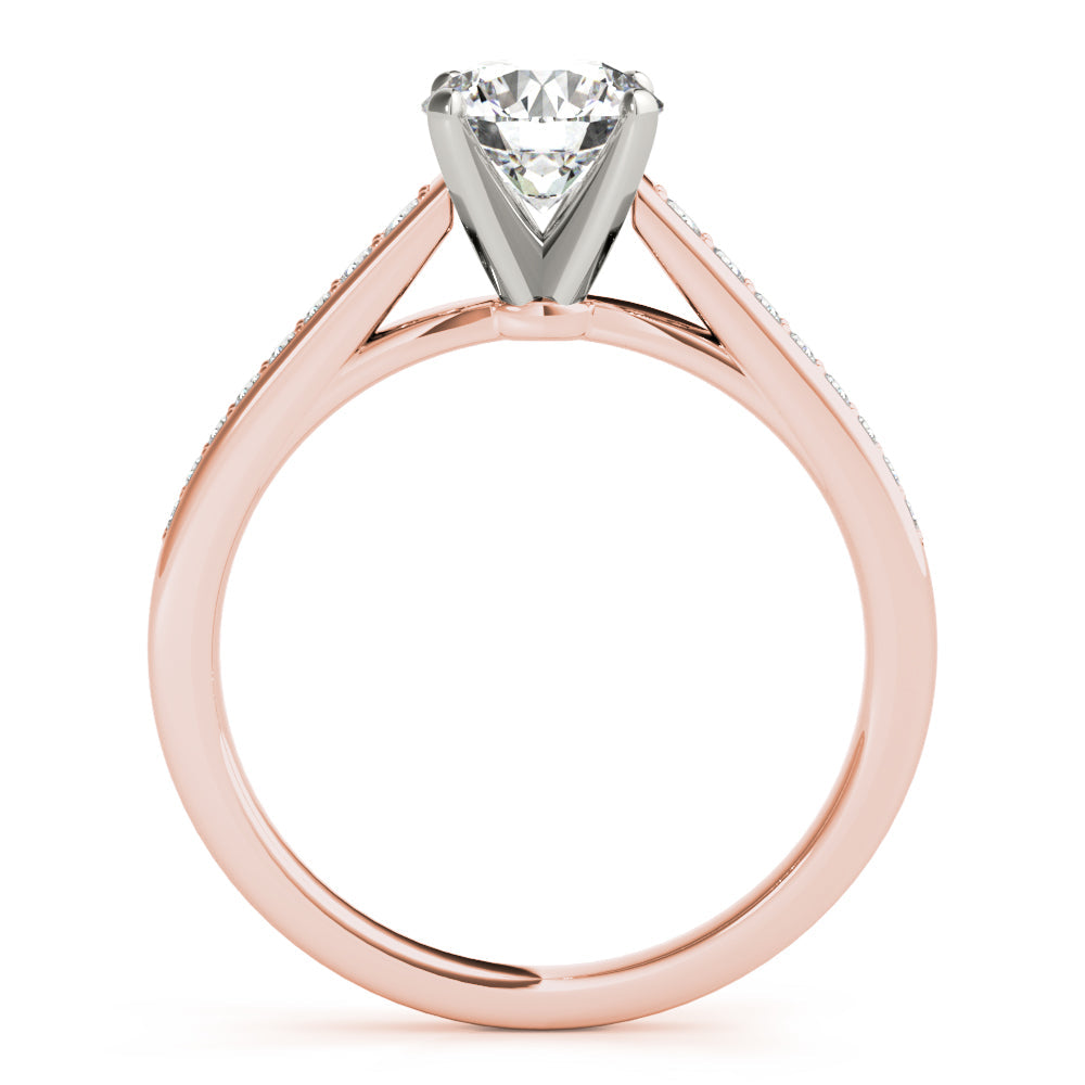 Classic Cathedral Semi Mount Ring Round Diamond Engagement Ring in 10K/14K gold and platinum with certified lab-grown or natural diamonds