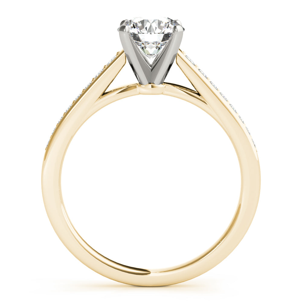 Classic Cathedral Semi Mount Ring Round Diamond Engagement Ring in 10K/14K gold and platinum with certified lab-grown or natural diamonds