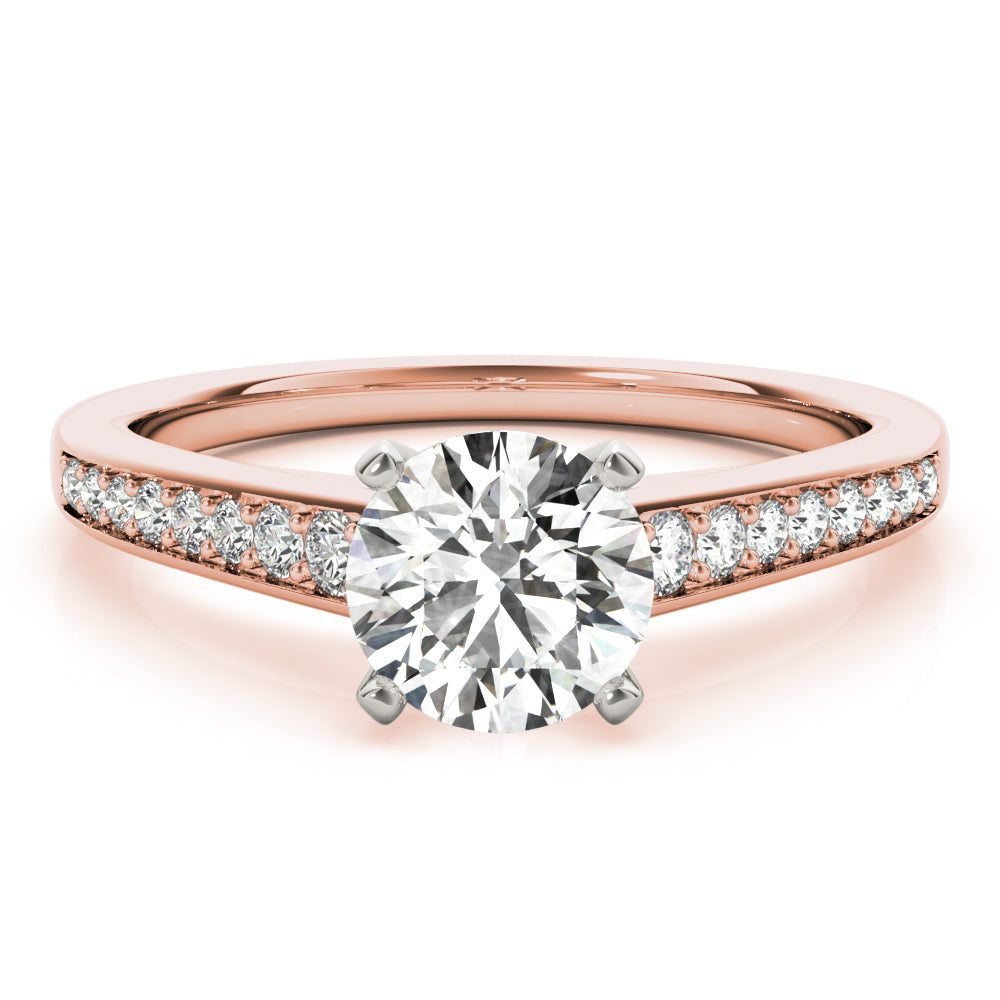 Classic Cathedral Semi Mount Ring Round Diamond Engagement Ring in 10K/14K gold and platinum with certified lab-grown or natural diamonds