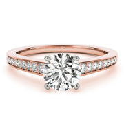 Classic Cathedral Semi Mount Ring Round Diamond Engagement Ring in 10K/14K gold and platinum with certified lab-grown or natural diamonds
