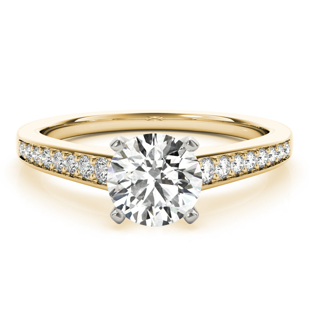 Classic Cathedral Semi Mount Ring Round Diamond Engagement Ring in 10K/14K gold and platinum with certified lab-grown or natural diamonds