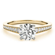 Classic Cathedral Semi Mount Ring Round Diamond Engagement Ring in 10K/14K gold and platinum with certified lab-grown or natural diamonds