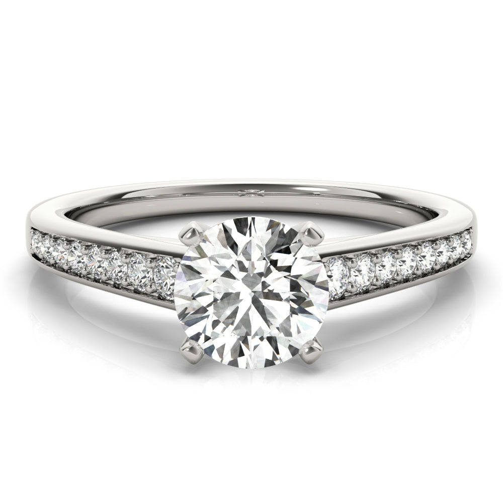 Classic Cathedral Semi Mount Ring Round Diamond Engagement Ring in 10K/14K gold and platinum with certified lab-grown or natural diamonds