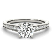 Classic Cathedral Semi Mount Ring Round Diamond Engagement Ring in 10K/14K gold and platinum with certified lab-grown or natural diamonds
