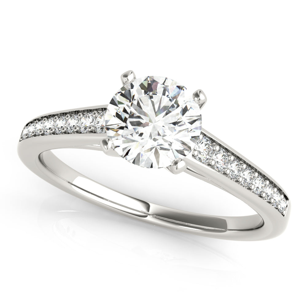 Classic Cathedral Semi Mount Ring Round Diamond Engagement Ring in 10K/14K gold and platinum with certified lab-grown or natural diamonds