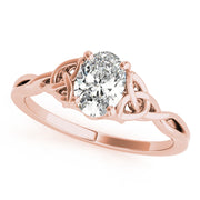 Sculpted Color Solitaire Oval Diamond Engagement Ring in 10K/14K gold and platinum with certified lab-grown or natural diamonds
