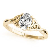Sculpted Color Solitaire Oval Diamond Engagement Ring in 10K/14K gold and platinum with certified lab-grown or natural diamonds