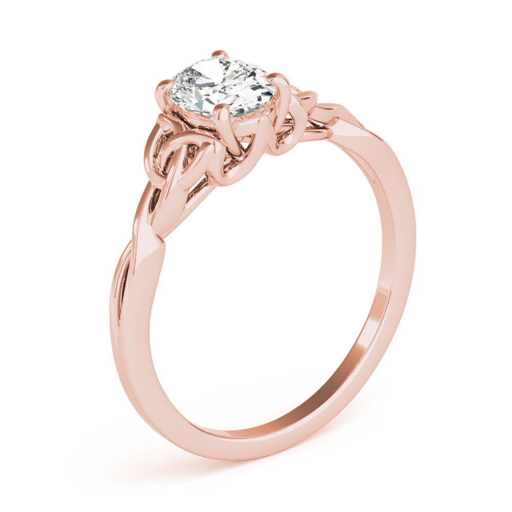 Sculpted Color Solitaire Oval Diamond Engagement Ring in 10K/14K gold and platinum with certified lab-grown or natural diamonds
