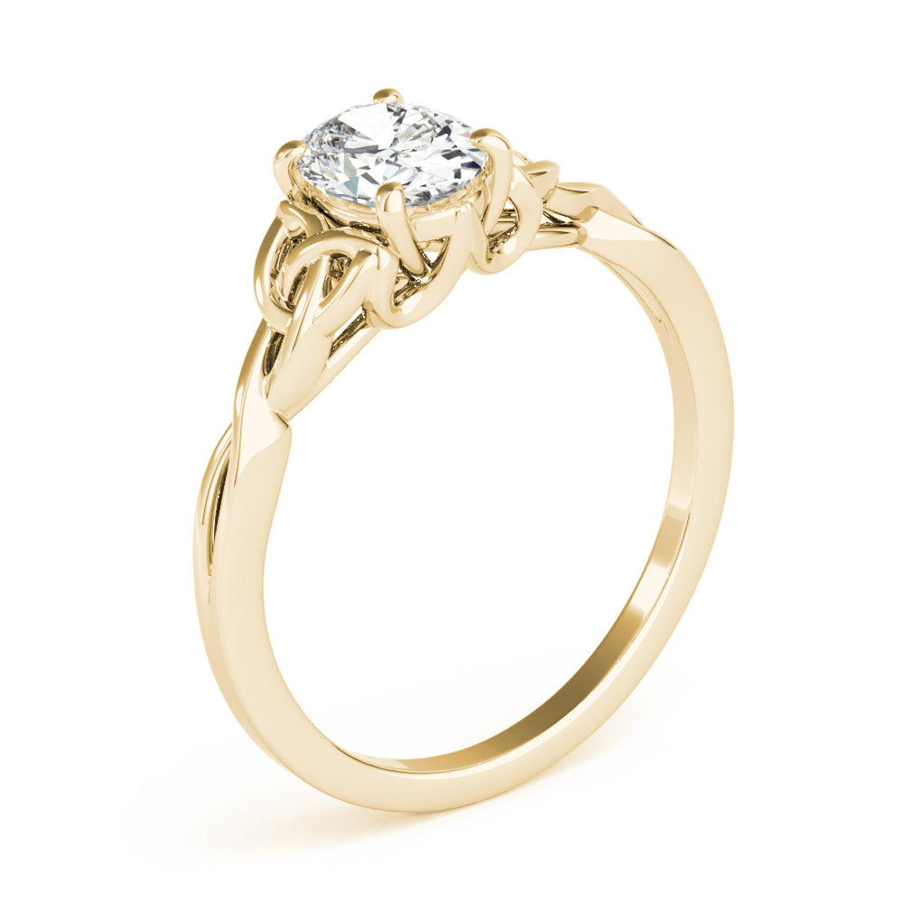 Sculpted Color Solitaire Oval Diamond Engagement Ring in 10K/14K gold and platinum with certified lab-grown or natural diamonds