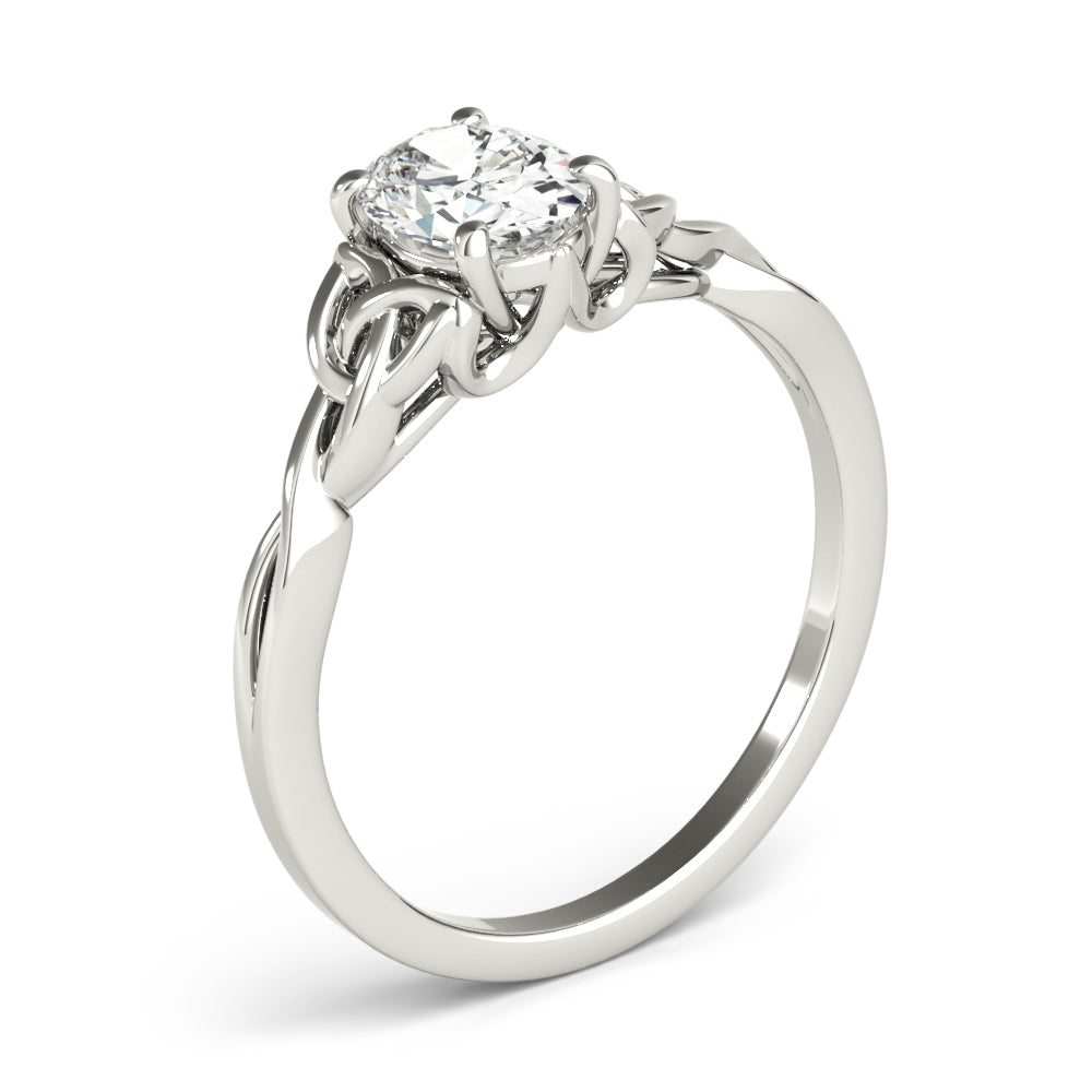 Sculpted Color Solitaire Oval Diamond Engagement Ring in 10K/14K gold and platinum with certified lab-grown or natural diamonds