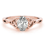 Sculpted Color Solitaire Oval Diamond Engagement Ring in 10K/14K gold and platinum with certified lab-grown or natural diamonds