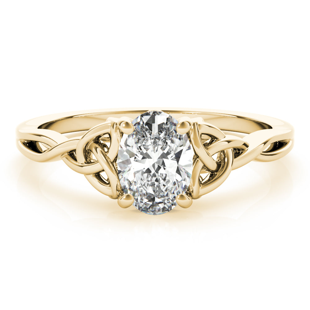 Sculpted Color Solitaire Oval Diamond Engagement Ring in 10K/14K gold and platinum with certified lab-grown or natural diamonds