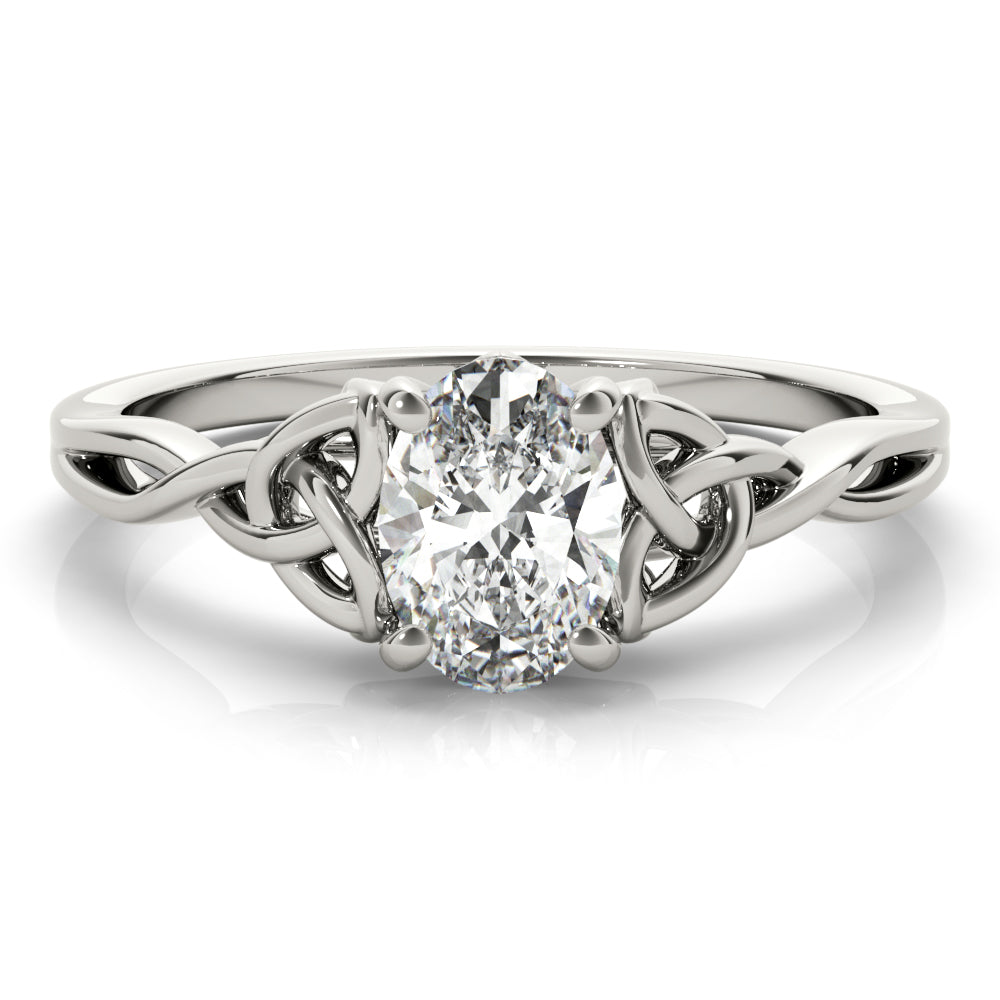 Sculpted Color Solitaire Oval Diamond Engagement Ring in 10K/14K gold and platinum with certified lab-grown or natural diamonds