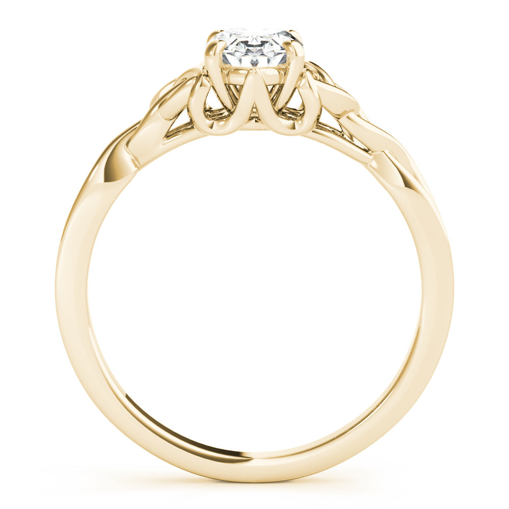 Sculpted Color Solitaire Oval Diamond Engagement Ring in 10K/14K gold and platinum with certified lab-grown or natural diamonds
