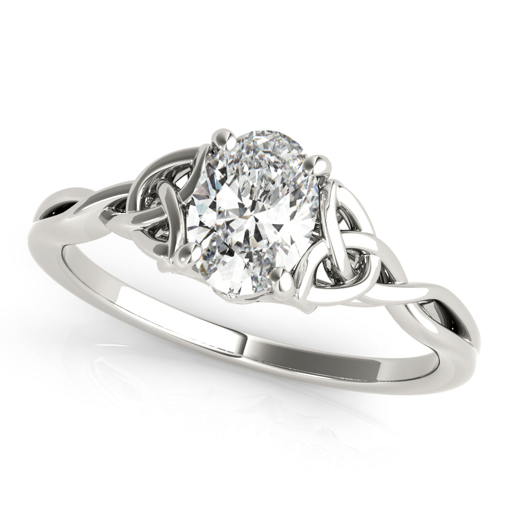 Sculpted Color Solitaire Oval Diamond Engagement Ring in 10K/14K gold and platinum with certified lab-grown or natural diamonds