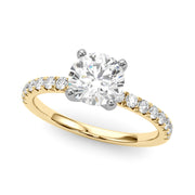 Graceful Center Round Diamond Engagement Ring in 10K/14K gold and platinum with certified lab-grown or natural diamonds