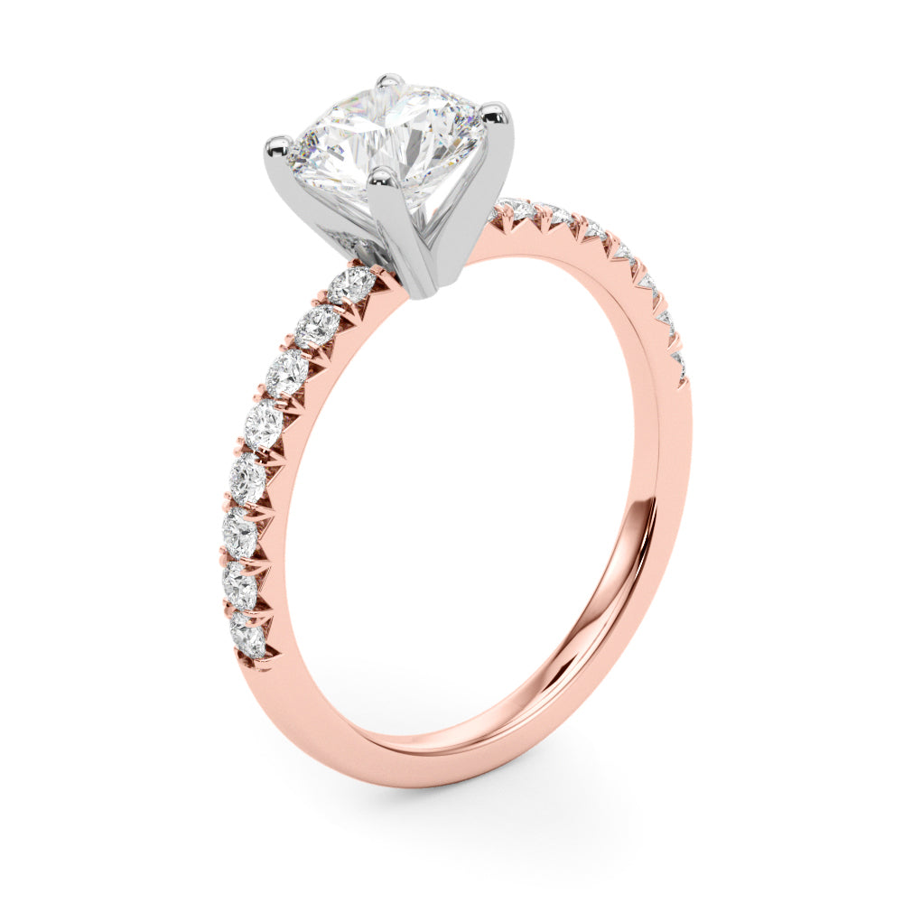 Graceful Center Round Diamond Engagement Ring in 10K/14K gold and platinum with certified lab-grown or natural diamonds