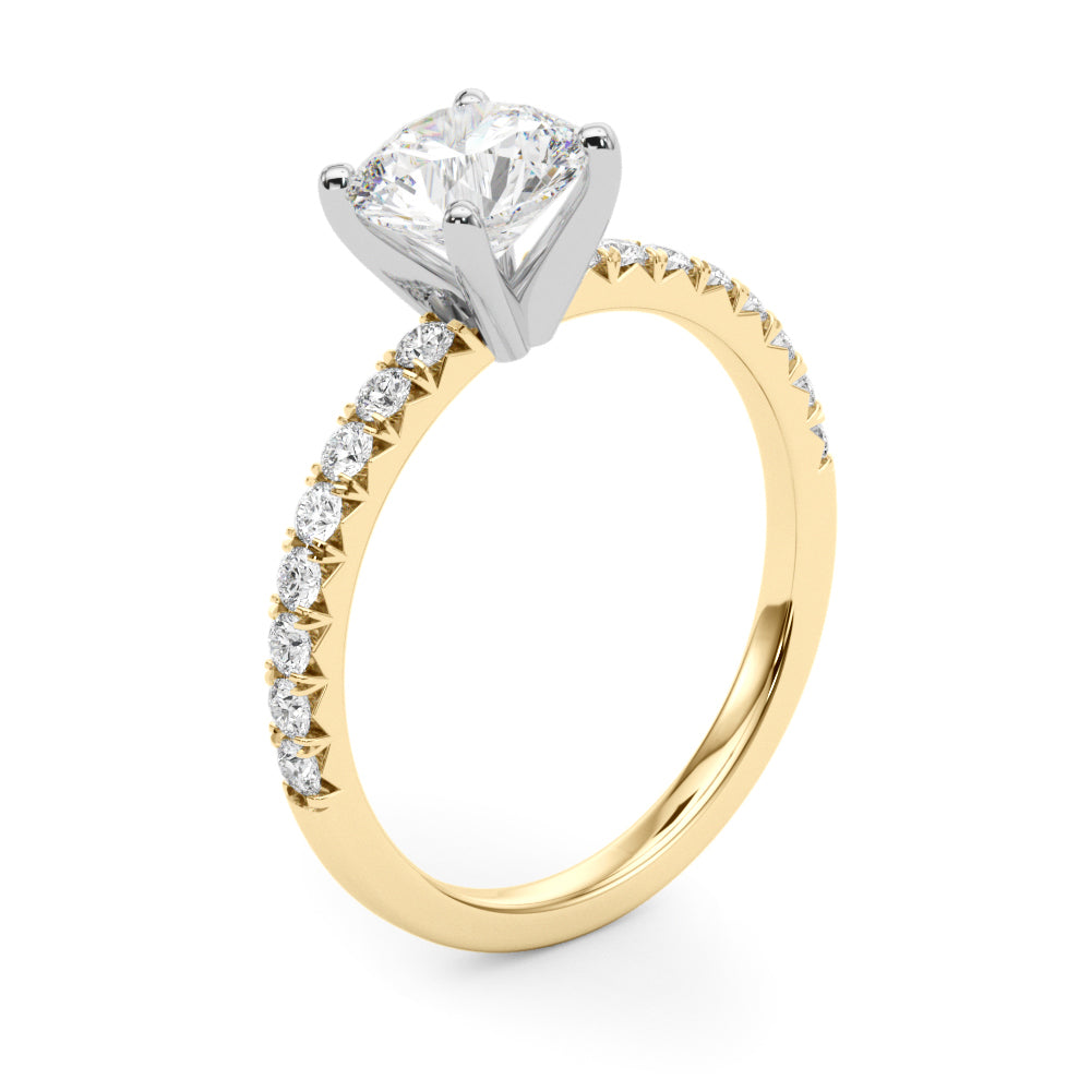 Graceful Center Round Diamond Engagement Ring in 10K/14K gold and platinum with certified lab-grown or natural diamonds
