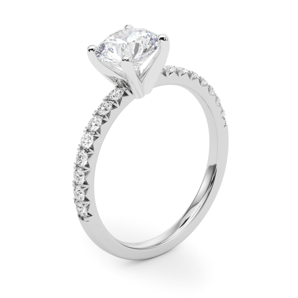 Graceful Center Round Diamond Engagement Ring in 10K/14K gold and platinum with certified lab-grown or natural diamonds