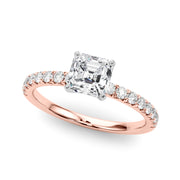 Graceful Center Round Diamond Engagement Ring in 10K/14K gold and platinum with certified lab-grown or natural diamonds
