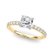 Graceful Center Round Diamond Engagement Ring in 10K/14K gold and platinum with certified lab-grown or natural diamonds
