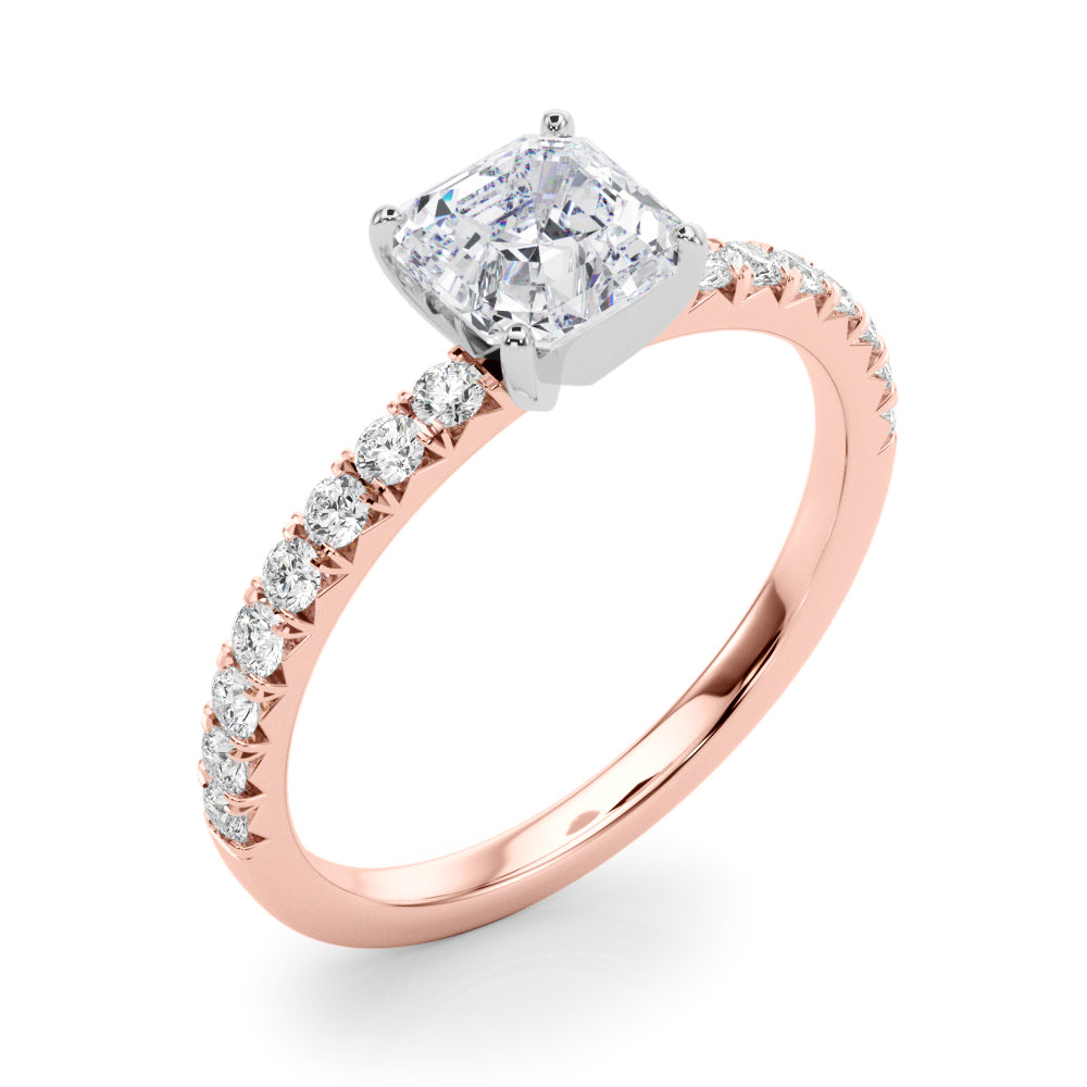Graceful Center Round Diamond Engagement Ring in 10K/14K gold and platinum with certified lab-grown or natural diamonds