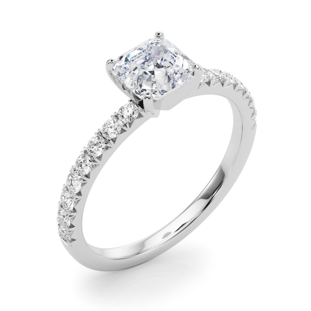 Graceful Center Round Diamond Engagement Ring in 10K/14K gold and platinum with certified lab-grown or natural diamonds