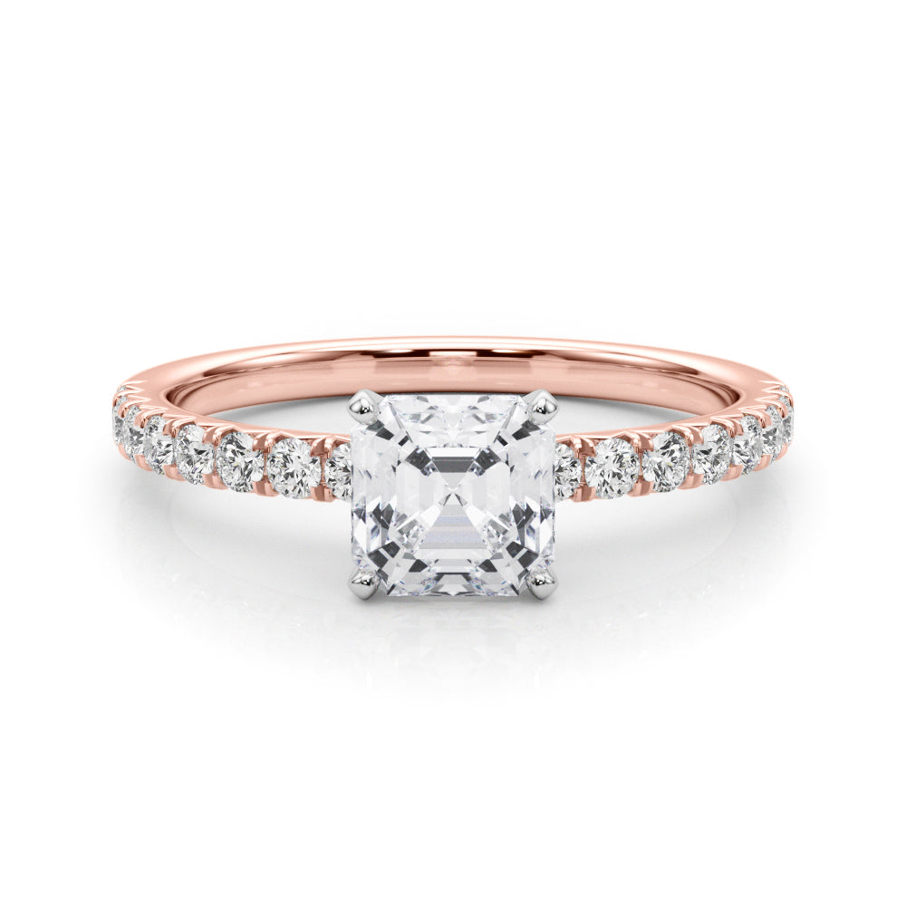 Graceful Center Round Diamond Engagement Ring in 10K/14K gold and platinum with certified lab-grown or natural diamonds