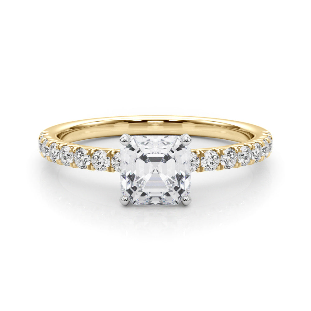 Graceful Center Round Diamond Engagement Ring in 10K/14K gold and platinum with certified lab-grown or natural diamonds