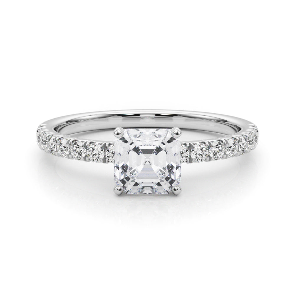 Graceful Center Round Diamond Engagement Ring in 10K/14K gold and platinum with certified lab-grown or natural diamonds