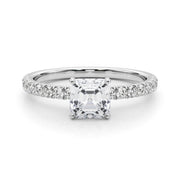 Graceful Center Round Diamond Engagement Ring in 10K/14K gold and platinum with certified lab-grown or natural diamonds