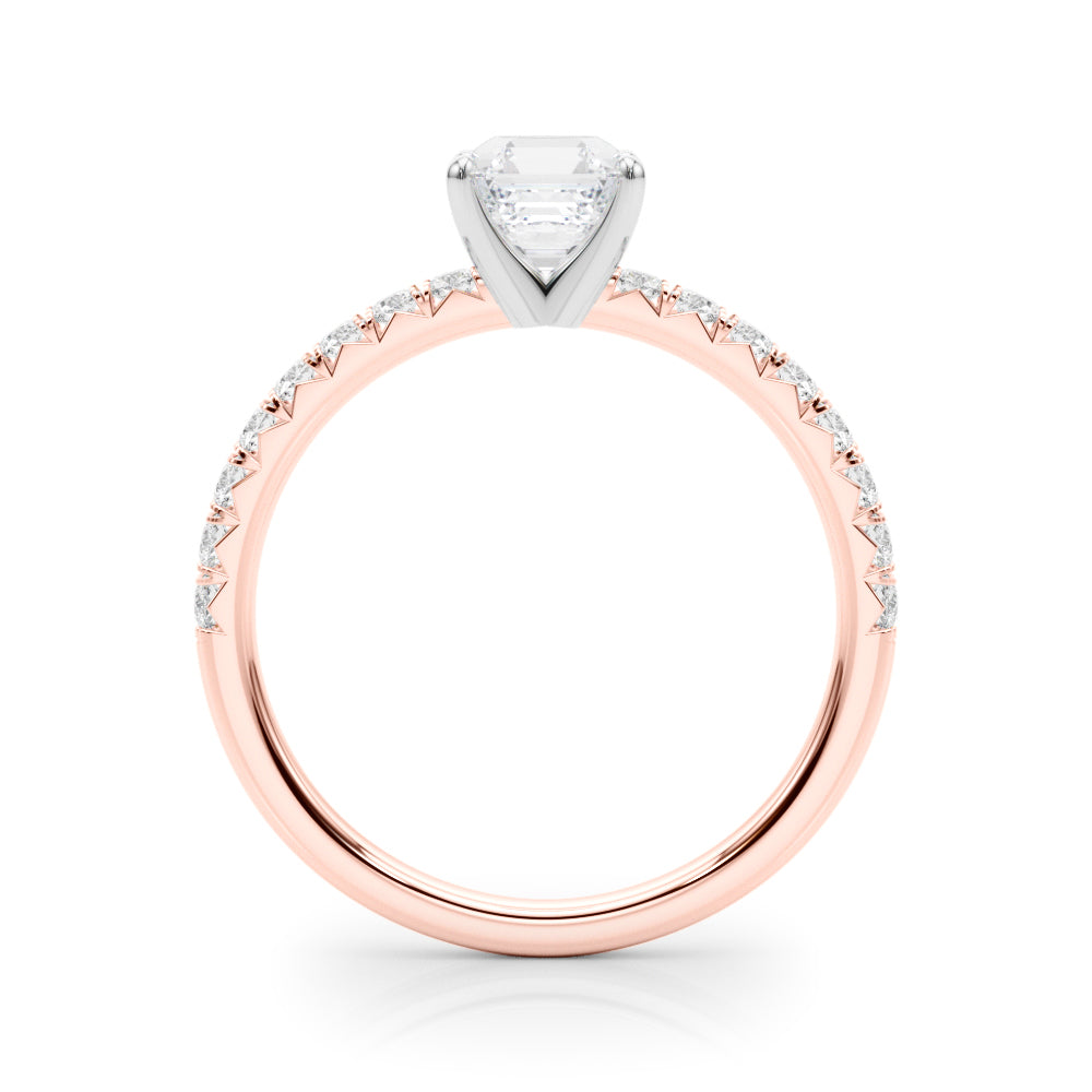 Graceful Center Round Diamond Engagement Ring in 10K/14K gold and platinum with certified lab-grown or natural diamonds