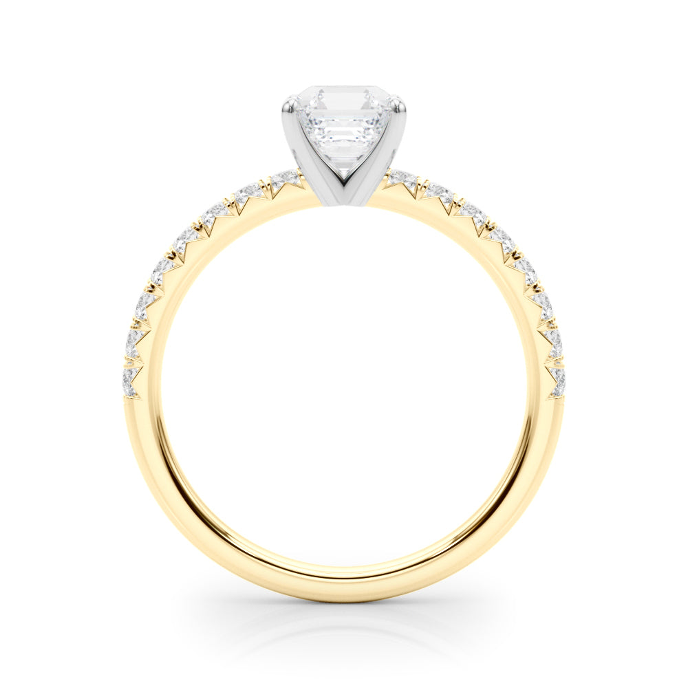 Graceful Center Round Diamond Engagement Ring in 10K/14K gold and platinum with certified lab-grown or natural diamonds