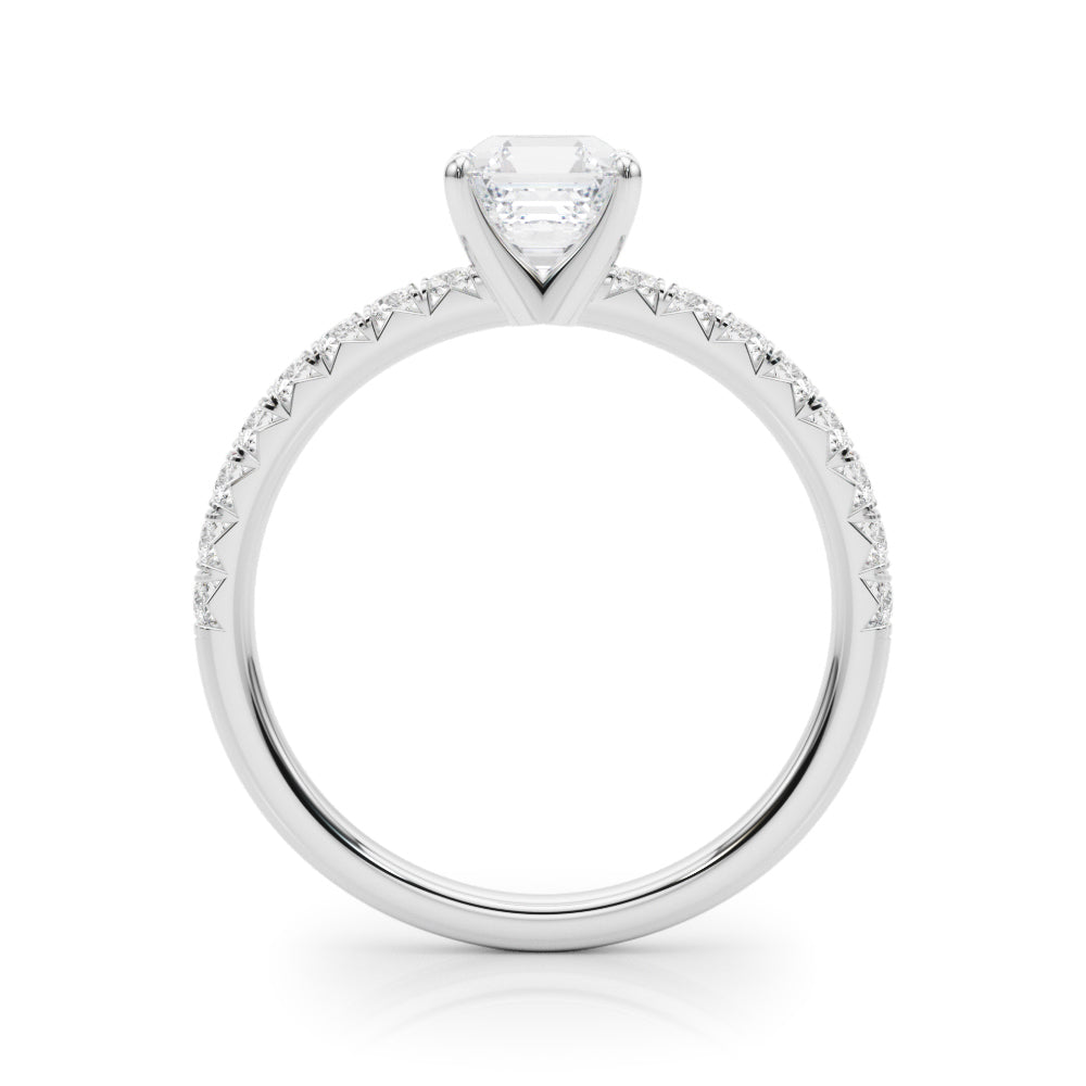 Graceful Center Round Diamond Engagement Ring in 10K/14K gold and platinum with certified lab-grown or natural diamonds