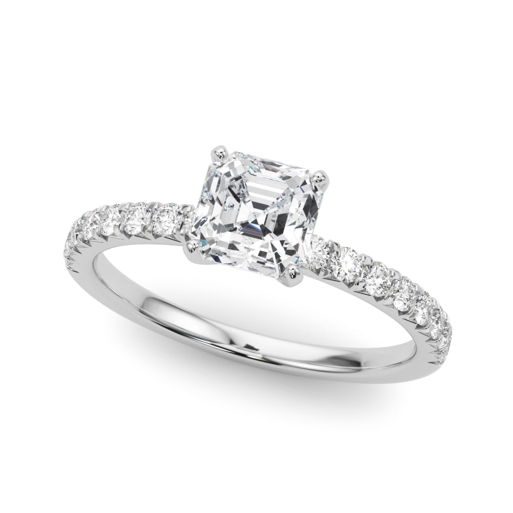 Graceful Center Round Diamond Engagement Ring in 10K/14K gold and platinum with certified lab-grown or natural diamonds