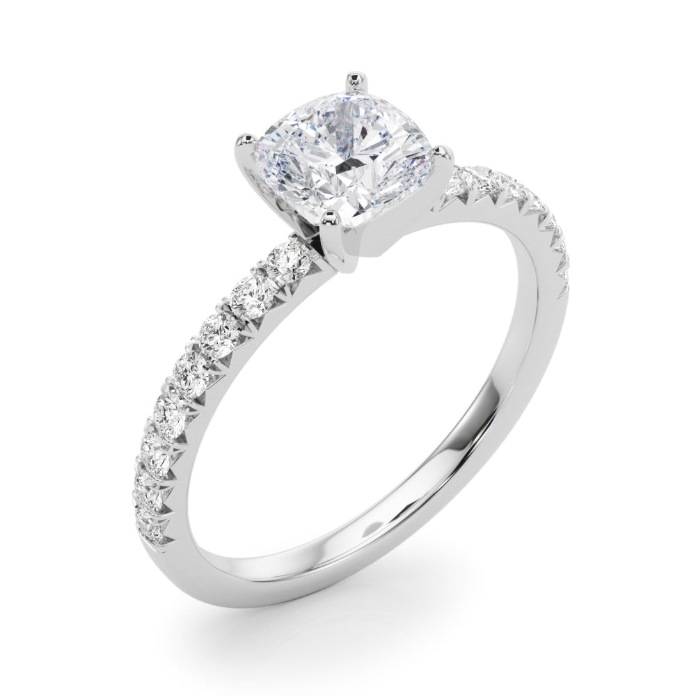 Graceful Center Round Diamond Engagement Ring in 10K/14K gold and platinum with certified lab-grown or natural diamonds