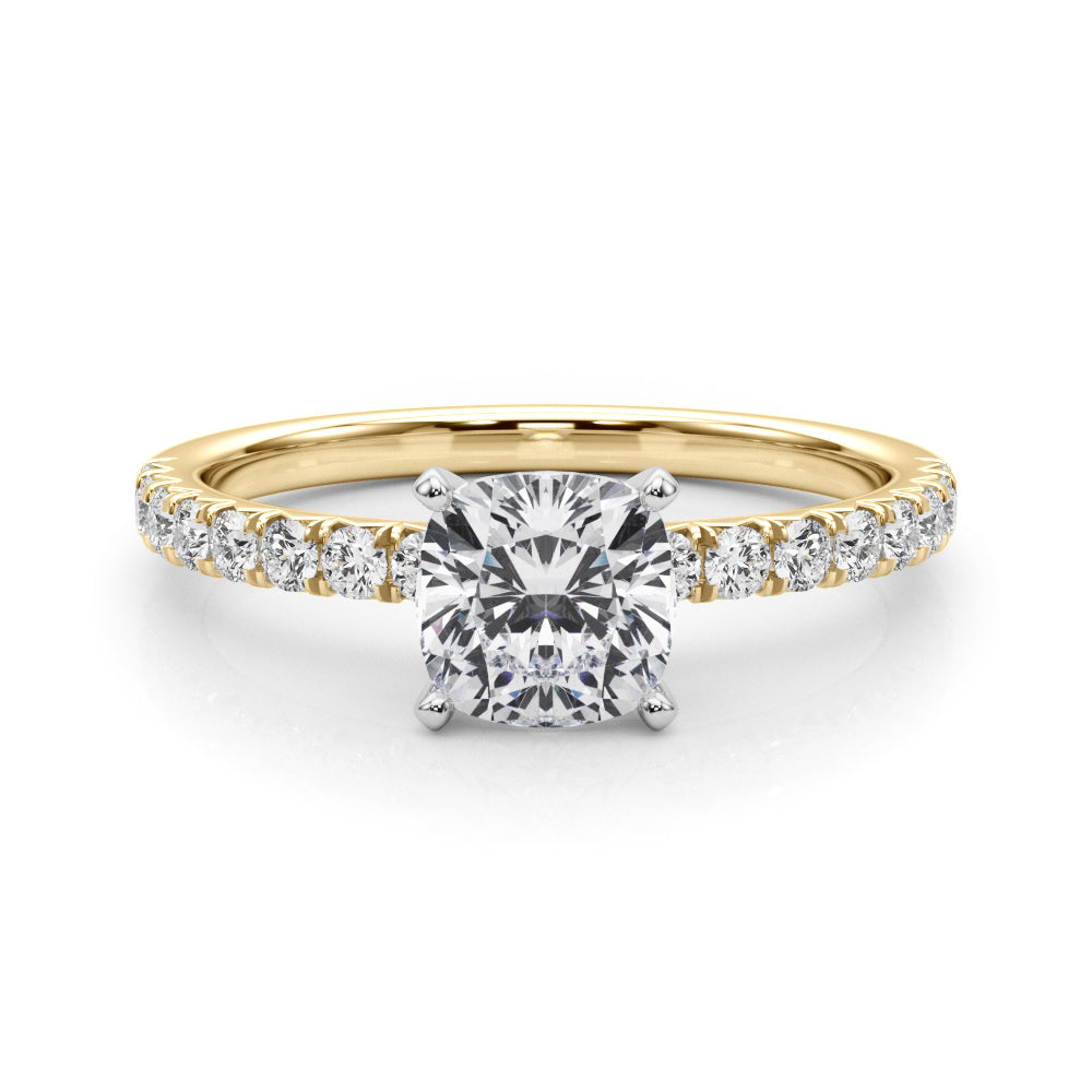 Graceful Center Round Diamond Engagement Ring in 10K/14K gold and platinum with certified lab-grown or natural diamonds