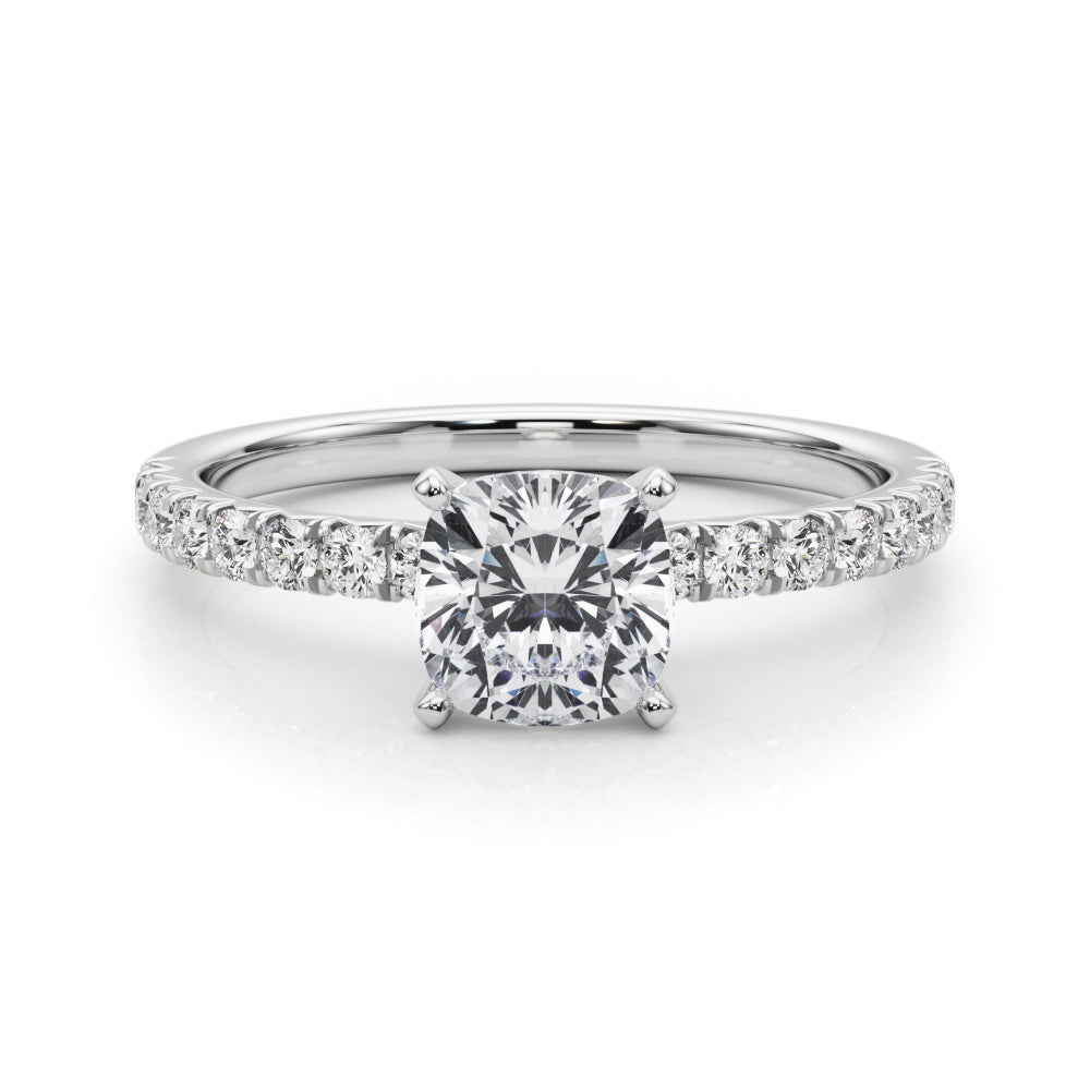 Graceful Center Round Diamond Engagement Ring in 10K/14K gold and platinum with certified lab-grown or natural diamonds
