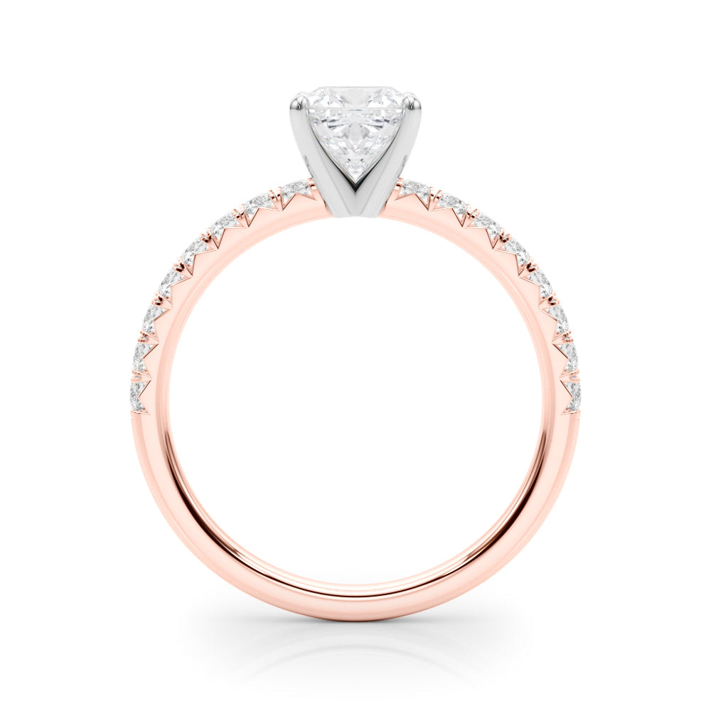 Graceful Center Round Diamond Engagement Ring in 10K/14K gold and platinum with certified lab-grown or natural diamonds