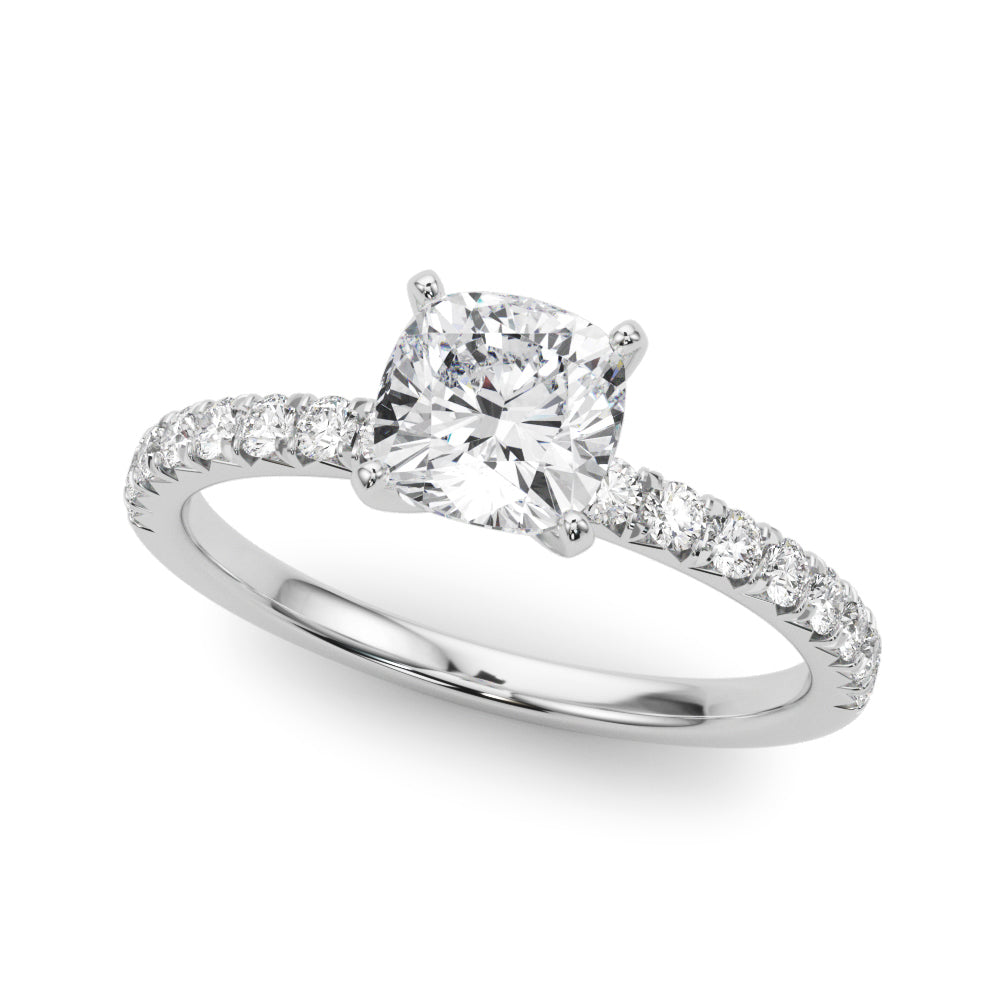 Graceful Center Round Diamond Engagement Ring in 10K/14K gold and platinum with certified lab-grown or natural diamonds