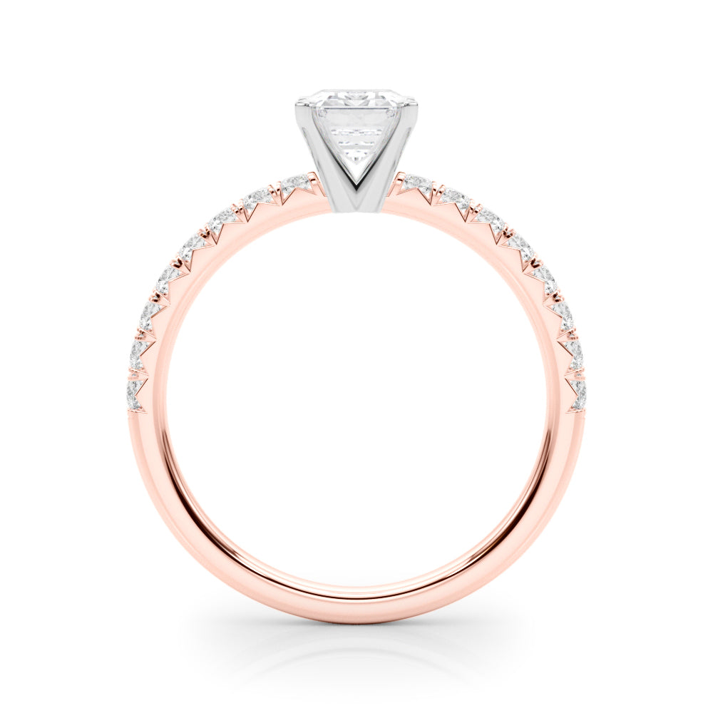 Graceful Center Round Diamond Engagement Ring in 10K/14K gold and platinum with certified lab-grown or natural diamonds